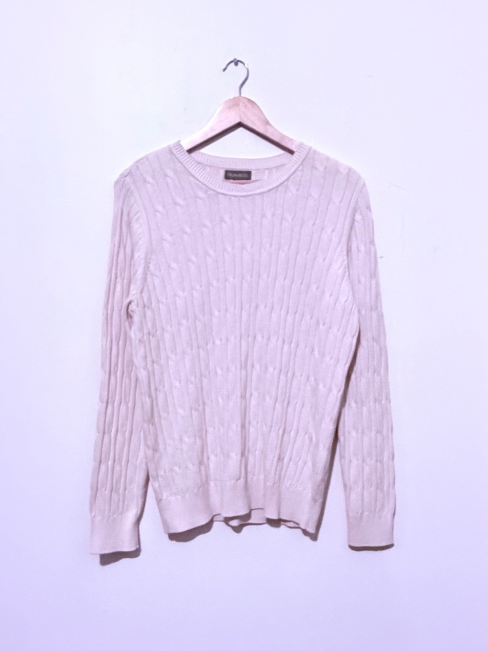 Style & Co. Cream Cable Knit Crewneck Sweater